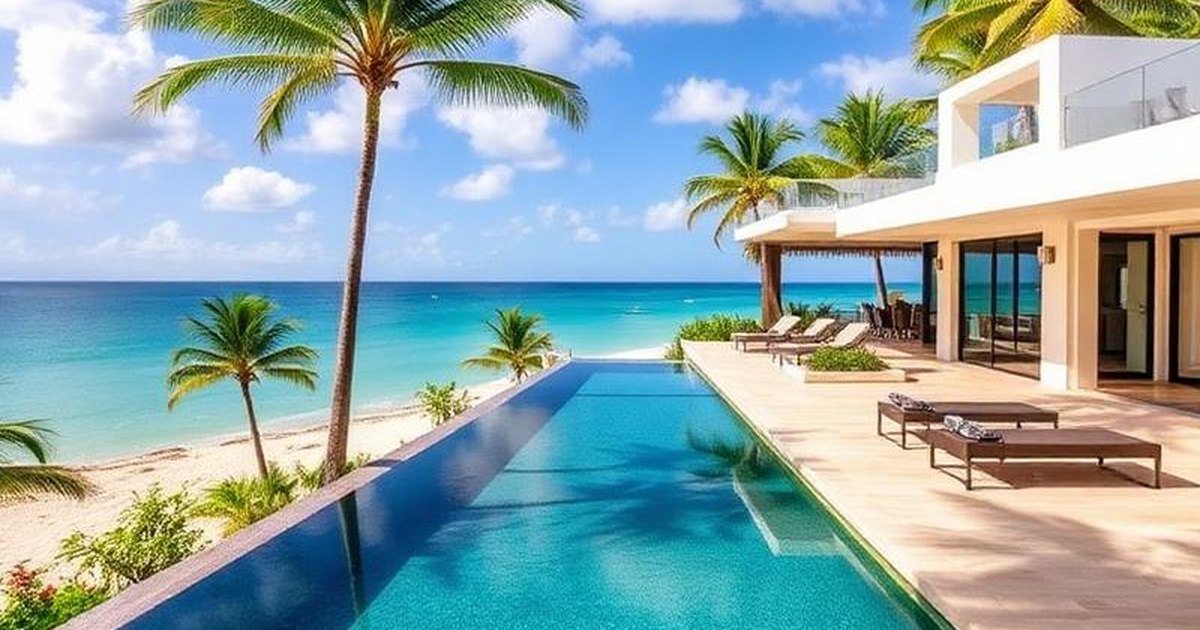 Luxury coastal villa in Barbados with pool and outdoor living areas